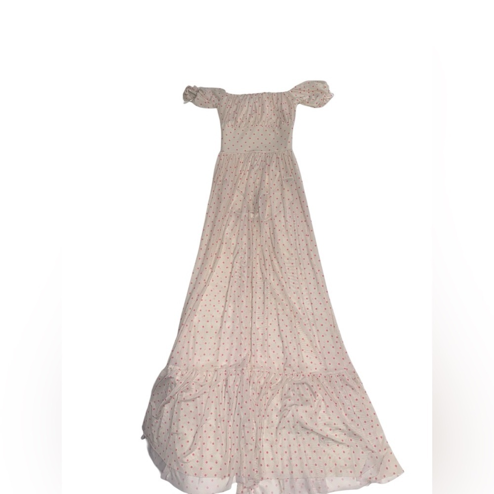 AFRM Moreno Dress Coral Micro Dot Maxi Dress XXS - Picture 3 of 7